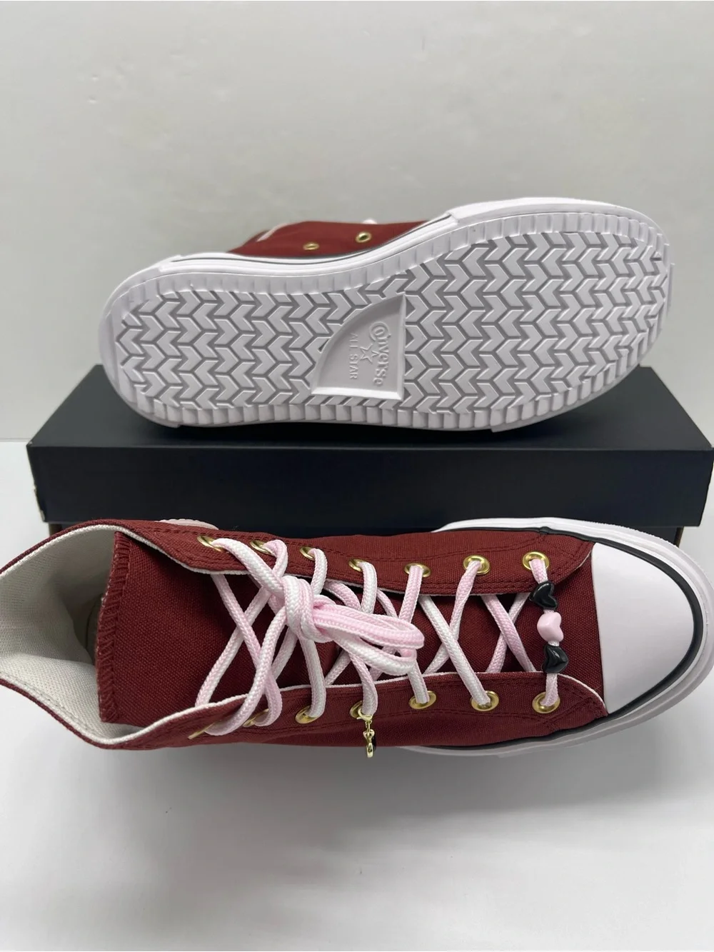 Converse CTAS LIFT DOUBLE STACK HI DEEP BORDEAU/SUGAR BERRY Platform Sneakers
